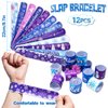 Snowflake Birthday Party Favors Supplies Kids Girl Winter Party Decorations Set Include 12 Invisible Ink Pen,12 Mini Notebook,12 Slap Bracelets,12 Silicone Keychains, 12 Stampers,1 Snowflake Sticker