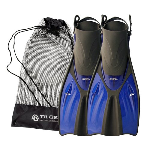 Tilos Getaway Snorkeling Fins Open Heel Fins (Blue, S/M (4.5 - 8.5))