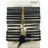 Jseng Black Hair Ties for Women, Bracelet Hair Ties for Thick or Thin Hair, 8 Styles Metal Beads Hair Ties, No Damage 16PCS Black