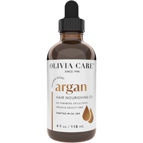 Olivia Care Hair Oil Made With Natural Plant-Based Ingredients - Provides Hydration, Smoothness & Moisture - Clean & Simple Treatment to Support Strengthen Hair - 4 FL OZ (Argan)
