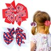 4th of July Bow Hair Clips American Flag Hair Bows Alligator Grosgrain Ribbon Hair Pins Star Red White Patriotic Hair Access for Women Girl Holiday Memorial Day Hair Barrettes 2PCS