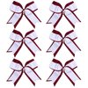 8 Inch 2 Colors 2 Layers 6 Pcs Jumbo Cheerleader Bows Ponytail Holder Cheerleading Bows Hair Elastic Hair Tie for High School College Cheerleading (Maroon/White)