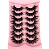 AMSDCN New 7Pairs Design Wet Manga Lashes 3D fluffy Eyelash Extensions Makeup Fashion Long Thick Natural Fake Eyelashes (108)