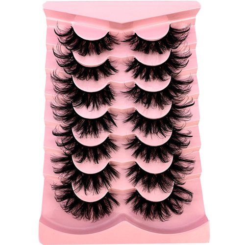 AMSDCN New 7Pairs Design Wet Manga Lashes 3D fluffy Eyelash Extensions Makeup Fashion Long Thick Natural Fake Eyelashes (108)
