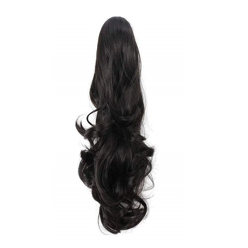 Liasun 20" 190g Curly Claw Clip Ponytail Hair Extension, Synthetic Hairpiece Long Curled Wavy Pony Tail Extension for Women Girls (Black)