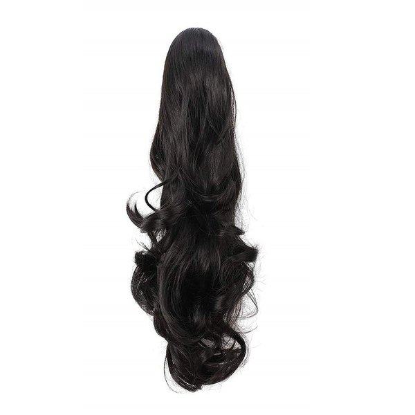 Liasun 20" 190g Curly Claw Clip Ponytail Hair Extension, Synthetic Hairpiece Long Curled Wavy Pony Tail Extension for Women Girls (Black)
