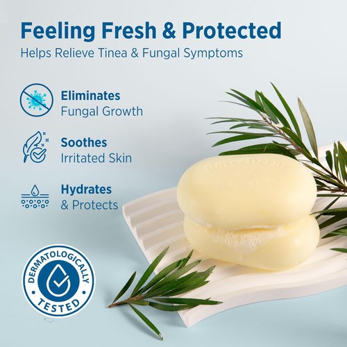 Roycederm Tinea Versicolor Relief Soap: Tea Tree Oil & Sulfur Cleansing Bar, Soothes Irritation, Hydrates & Supports Skin Health