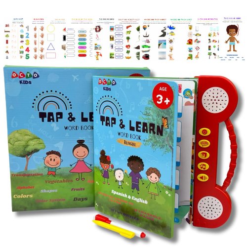 Octokids English & Spanish Learning Book: ABCs Sound Book Preschool Learning Toys for Kids Ages 3-5 with Speak & Spell, Bilingual Educational Toys Age 3+ Girls/Boys (Juguetes para Niños/Niñas)