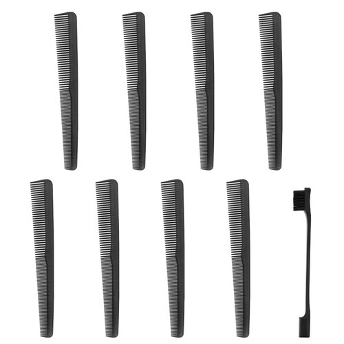 8 Pcs Barber Comb, Combs for Men, Fine Tooth Comb, Taper Comb, Hair Cutting Comb, Barber Combs Professional, Mens Combs for Hair, Carbon Fiber Combs for Stylist & 1 Edge Brush, Hair Combs for Women
