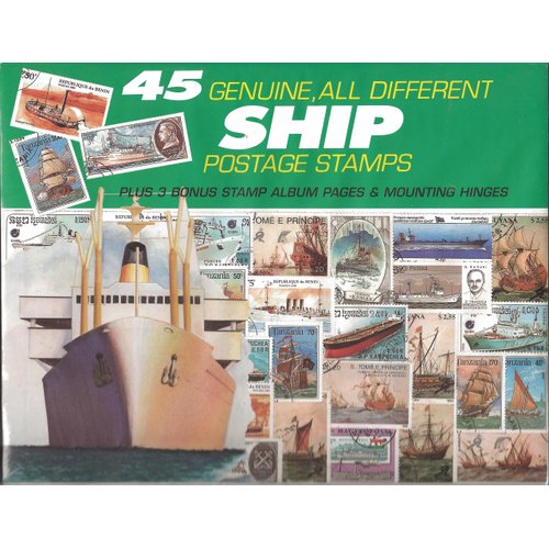 45 Genuine Postage Stamps Assortment - Ships