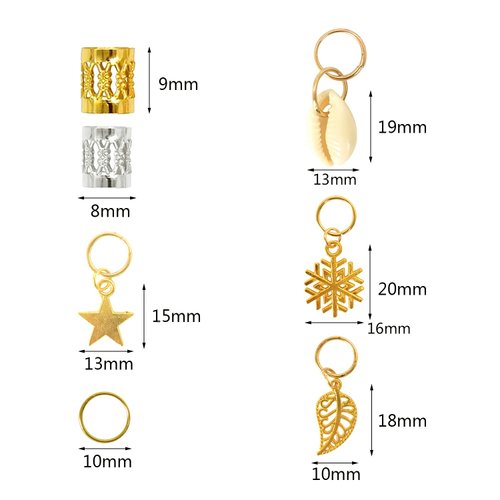 GIRLOOKA 80 Pieces Hair Jewelry Rings Decorations Aluminum Hair Dreadlocks Hair Braid Rings Metal Cuffs Set Hair Clips Headband Accessories