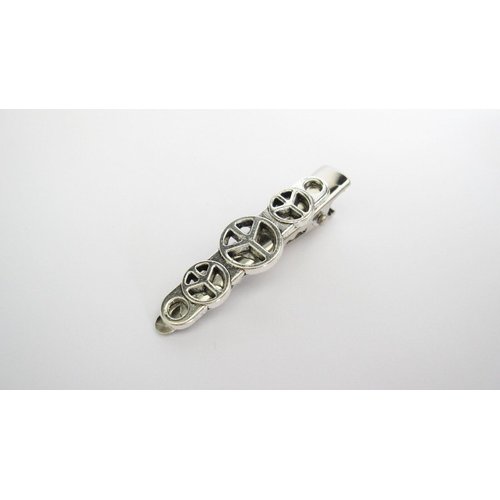 Generic Small silver metal peace sign alligator hair clip barrette for fine thin hair