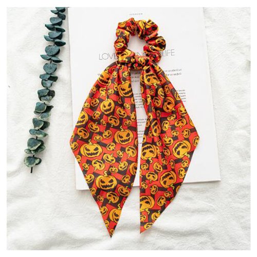Halloween Costume Hair Scrunchies Scarf for Women Halloween Scrunchies Pumpkin Ponytail Holder Halloween Hair Accessories Band Soft Scrunchies for Cosplay Costumes for Women Hair Elastics No Damage
