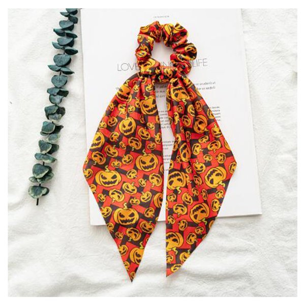 Halloween Costume Hair Scrunchies Scarf for Women Halloween Scrunchies Pumpkin Ponytail Holder Halloween Hair Accessories Band Soft Scrunchies for Cosplay Costumes for Women Hair Elastics No Damage