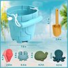 Silicone Beach Toys, Silicone Beach Bucket, Travel Friendly Portable Beach Set with Bucket, Shovel, Cute Beach Models, Outdoor Summer Toy Set for Kids (Sky Blue)