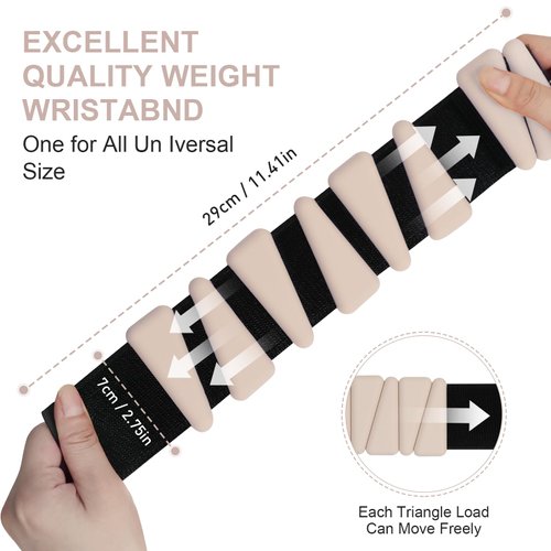 Wrist Weights Set of 2, Adjustable Wrist and Ankle Weights Set for Women and Men, Wearable Silicone Wrist Bangles for Yoga, Dance, Pilates, Swimming, Cardio, Aerobics, Gym (Beige)