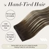 Full Shine Sew In Hair Extensions Hand Tied Weft Hair Extensions Human Hair Genius Weft Extensions Darkest Brown To Platinum Blonde Mix Darkest Brown Human Hair Weft Real Hair Extensions 60G 20 Inch
