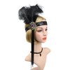 Bubbmi 1920s Flapper Headband Peacock Feather Headpiece, Great Gatsby Headband Costume Accessories for Women Showgirl Parties (HD5833)