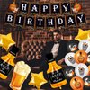 LXZColden 19 Pieces Whisky Balloons Kit Beers Themed Birthday Party Supplies for Aged to Perfection Party Supplies Oktoberfest Party Decorations, Gold Balck