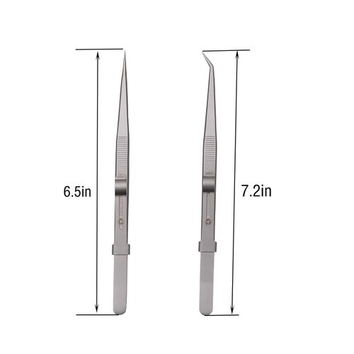 Tweezers, Precision Tweezers Set, Anti-Static Stainless Steel Curved of Tweezers, for Electronics, Laboratory Work, Jewelry-Making, Craft, Soldering, Etc（2 PCS）