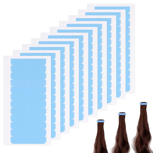 Xinjoduz 120 PCS Hair Extension Tape, 1.5 x 0.3 Inch Adhesive Tape for Hair Extensions, Double Sided Hair Tape Human Hair Tape for Replacement Tape, Wig Tape Beauty Tools(Blue)