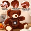 Libima 14 Inch Remembrance Bear Plush Stuffed Animal with Recorder Soft Doll Fabric Animal Toy with a Picture Frame for Baby Shower Wedding Birthday Gift (Dark Brown, 14 Inch)