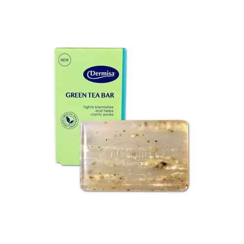 Dermisa Green Tea Bar | Gentle Skin Cleansing and Exfoliation | Contains Antioxidants Green Tea, Manuka Honey, Ginseng | NO PARABENS, NO SULFATES | 3OZ per Pack