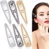6 Pieces Rhinestone Hair Clips 3 Inch Snap Hair Barrettes Bridal Hair Barrettes Pins for Women Girls Wedding Hairpins Hair Accessories (Black, Silver, Gold)