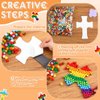 Silipull 24 Sets Cross Crafts DIY Christmas Religious Magnets Cross Sticky Boards with Tissue Paper Beads Pompoms Make Your Own Cross Craft Christian Gift for Kids Sunday School Bible School Church