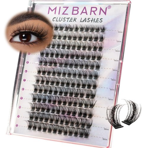 MIZ BARN Lash Clusters 144pcs Lash Extension D Curl Eyelash Clusters, 12-18mm individual Lashes F...