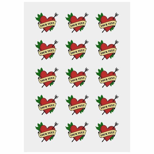 ADEDIY Personalized Name Your Text Heart and Arrow Temporary Tattoo Love Valentine's Day Lover Gift Wedding Favors for Guest, 2x2 Inch