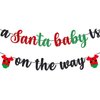 Christmas Santa Baby Shower Decorations, A Santa Baby Is On The Way Banner, Santa Baby Banner Red Green Glitter, Christmas New Year Baby Shower Birthday Party Decorations