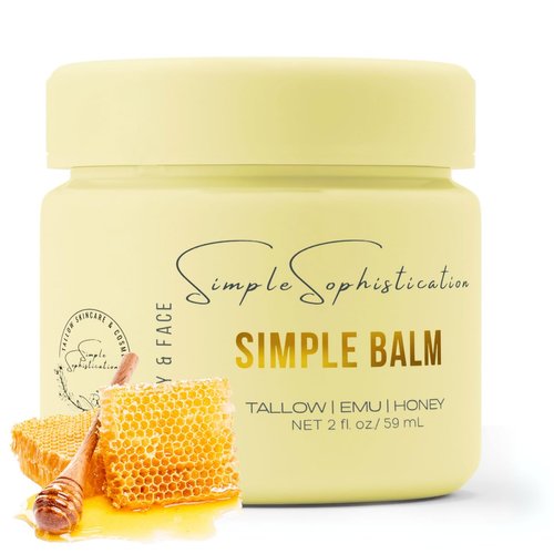 TALLOW | EMU | HONEY - Beef Tallow Body & Face Cream | Moisturizer | Suitable for sensitive skin, eczema, psoriasis, rosacea, mommy/baby skin - SIMPLE Balm (Small, 2 fl oz / 59 mL)