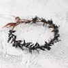 KorViSHOW Fairy Flower Crown Wedding Headband - Black Adjustable Floral Renaissance Wreath Accessories Elf Headpiece Boho Garland for Women Girls Renaissance Festival Photography Props