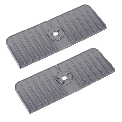 2Pack Silicone Faucet Handle Drip Catcher Tray, Hyjjlele Kitchen Guard Silicone Faucet Sink Handle Drip Catcher Mat, Bathroom Faucet Water Catcher Splash Guard, Drying Countertop Pad