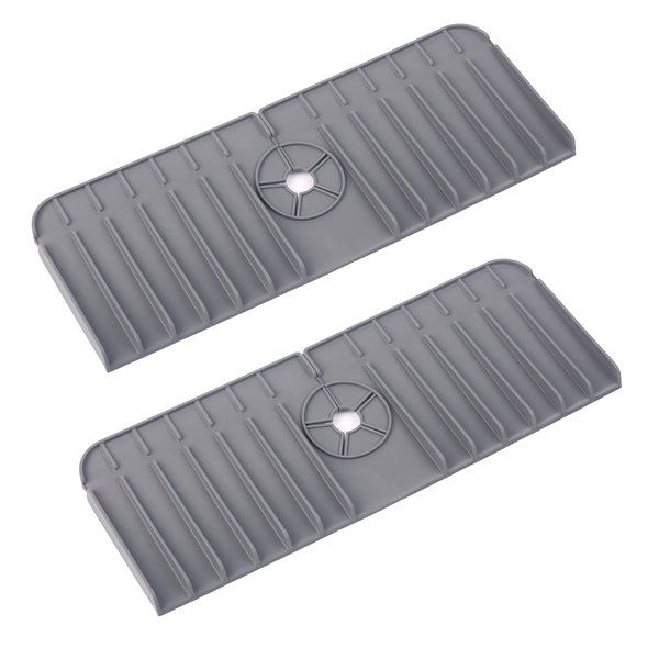 2Pack Silicone Faucet Handle Drip Catcher Tray, Hyjjlele Kitchen Guard Silicone Faucet Sink Handle Drip Catcher Mat, Bathroom Faucet Water Catcher Splash Guard, Drying Countertop Pad