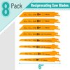 Bates- Reciprocating Saw Blades, 8 Pack, 6 inch, Saw Blade, Reciprocating Saw Blades Wood, Reciprocating Saw Blades Metal, Saw Blades Reciprocating Saw, Metal Cutting Reciprocating Saw Blades