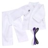 Sophia's Gender-Neutral Judo Tae Kwon Do Karate Martial Arts Gi Uniform with White, Purple, & Black Belts for 18” Dolls, White