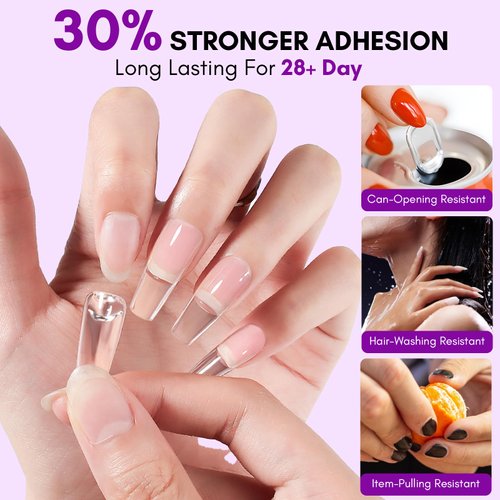 Makartt Solid Nail Glue Gel for Press On Nails: Gel Nail Glue for Nail Tips Long-Lasting Super Strong Nail Glue for Acrylic Nails Clear 3D Nail Gel for Nail Art Home Salon UV Nail Lamp Cured 15ML