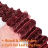 Fabimiya Curly Burgundy Braiding Human Hair 100g 18 Inch 99J Burgundy Deep Water Wave Bulk Human Hair for Braiding No Weft Brazilian Virgin Deep Curly Human Hair Extensions for Boho Braids