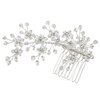 SAMKY Handmade Crystal Bead Flower Bridal Tiara Hair Comb - Silver Plated FC017
