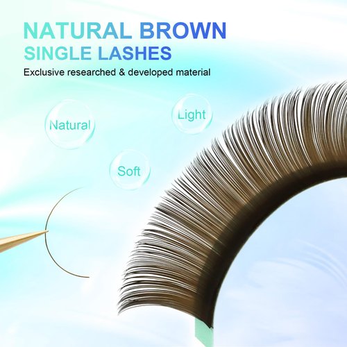 NAGARAKU Natural Brown Color Eyelash Extensions 0.15mm D curl 7-15mm Mix Tray Individual Lashes Classic Faux Mink Volume 20 rows Soft Eyelash Supplies