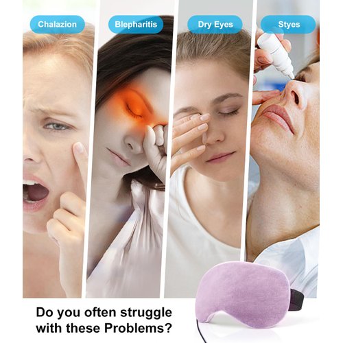 Heated Eye Mask Mulberry Silk, Warm Eye Compress for Dry Eyes Moist Heat for Blepharitis, Dark Circle, Chalazion, Puffy Eyes, Stye Treatment (Purple)