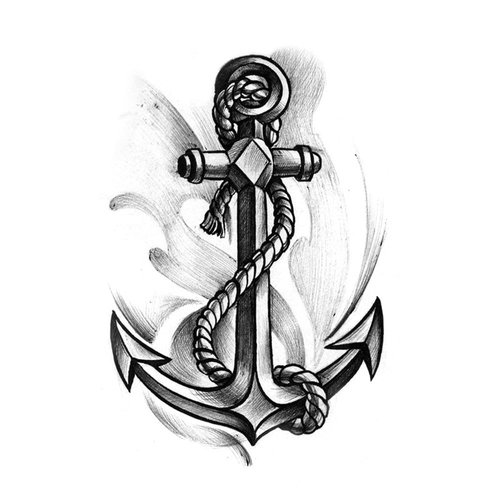 SanerLian Set of 5 Waterproof Temporary Fake Tattoo Stickers Grey Anchor Ship (SF4369)