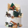 Safari Animal Cake Toppers Lion Giraffe Elephant Decorations Green Ball Boho Grass for Wild Animals Themed Birthday Party Jungle Party Supplies