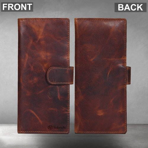 LEVOGUE Premium Quality Leather RFID Unisex Checkbook cover-Duplicate Checks RFID Card Standard Register with pen inserts (COGNAC VINTAGE)