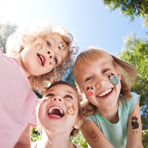 50 Pieces Cat Temporary Tattoos for Kids, Cats Themed Birthday Party Supplies Decorations, 12 Sheets Cute Kitty Fake Tattoo Body Art Stickers, Pet Lover Party Favors, Meow Arts and Crafts