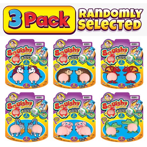 JA-RU Tooshie Squishy Stickers (3 Packs of 2) 3D Stickers Squeeze Stretch Pinch The Tooshie Butt Squishy Stress Relief Fidget Toy for Kids and Adults. Stress Ball Goodie Bag Stuffers. 4416-3s