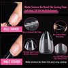 UNA GELLA Short Almond Fake Nails 216pcs Pre-shape Gel Acrylic Nail Tips for Full Cover Nail Extension Home DIY Nail Salon 12 Sizes Gelly Tips