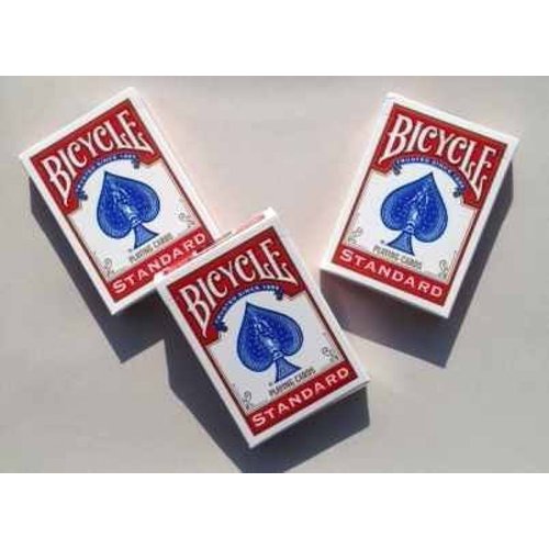 Standard Bicycle Rider Back Poker Playing Cards - 3 Decks (Red)